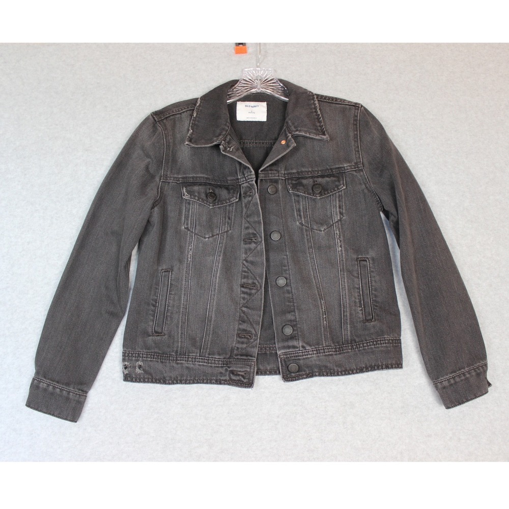 Old‎ Navy Denim Jacket Destroyed Black Wash Petite S